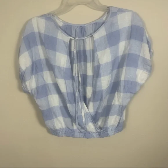 Madewell Linen Split Back Tie Gingham Blouse - Picture 8 of 13